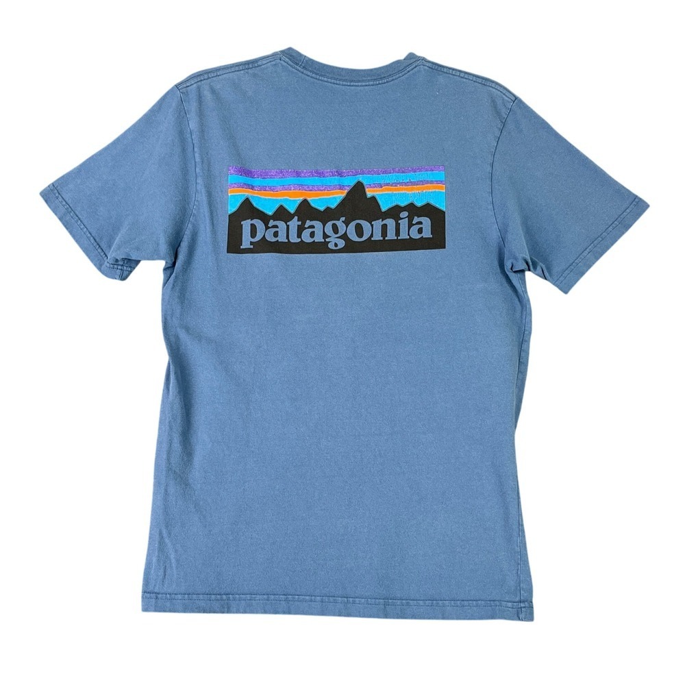 Patagonia Mens S Blue P6 Logo Responsibili Tee Organic Cotton‎ Recycled Top